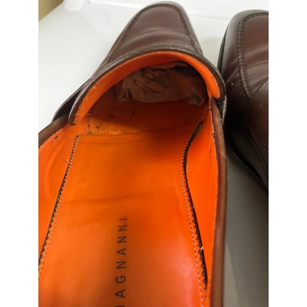 Magnanni Mens Brown Leather Penny Loafers Made in Spain Dress Shoes 9968 Size 9M